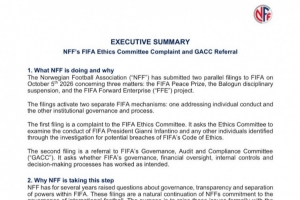 挪威足协官方：正式要求FIFA严查和平奖、巴洛贡事件、FFE项目