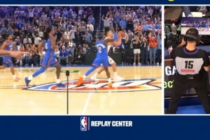 果断！约基奇中圈压哨三分被SGA犯规 雷霆坚决挑战成功&取消犯规